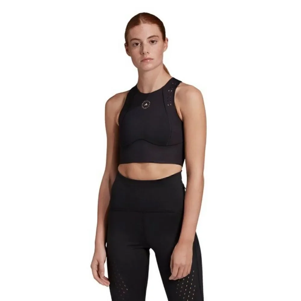 Adidas X Stella McCartney Designer Sports Bra Light Support Black White Mesh New